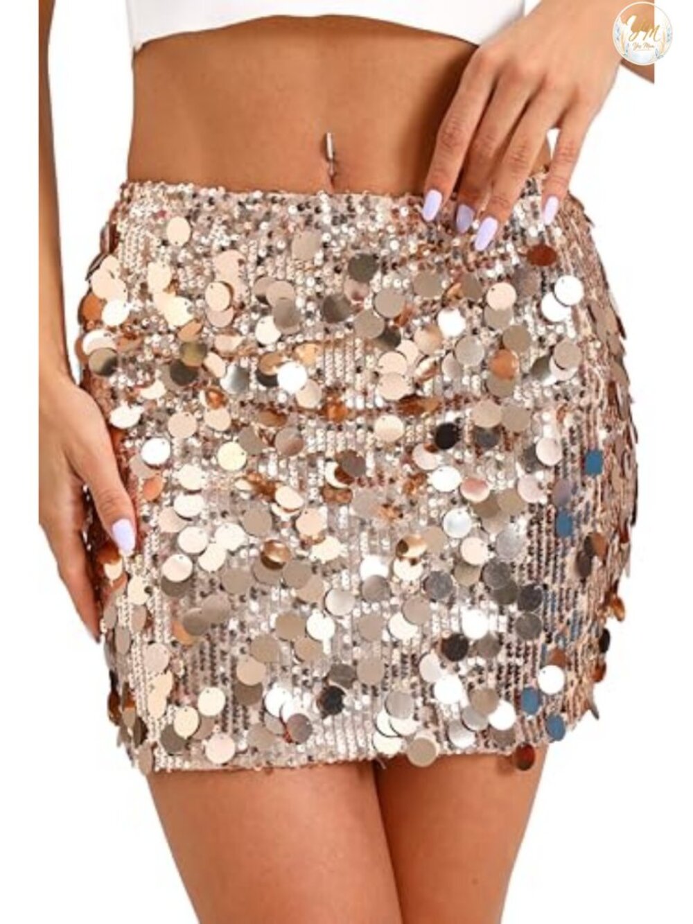 Sequin Mini Skirt Stretchy High Waist Slim Fit Party Clubwear